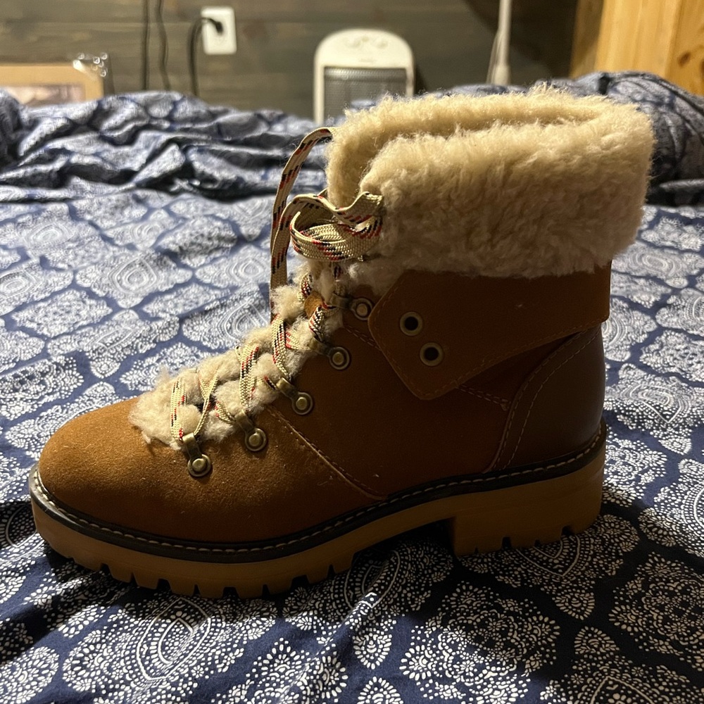 Stylist Fuzzy Combat Boots by Time and Tru